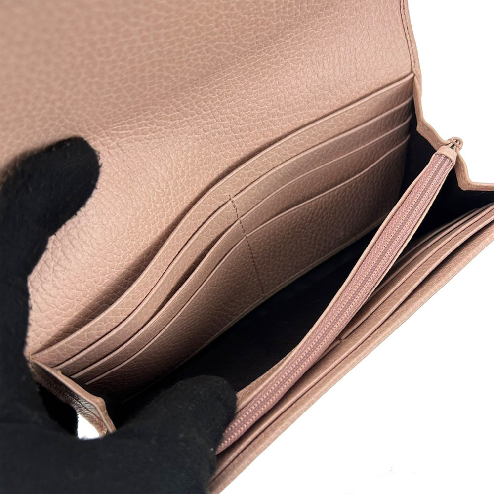 GUCCI bi-fold long wallet 456116 GG Marmont leather pink accessory ladies - Picture 3 of 8